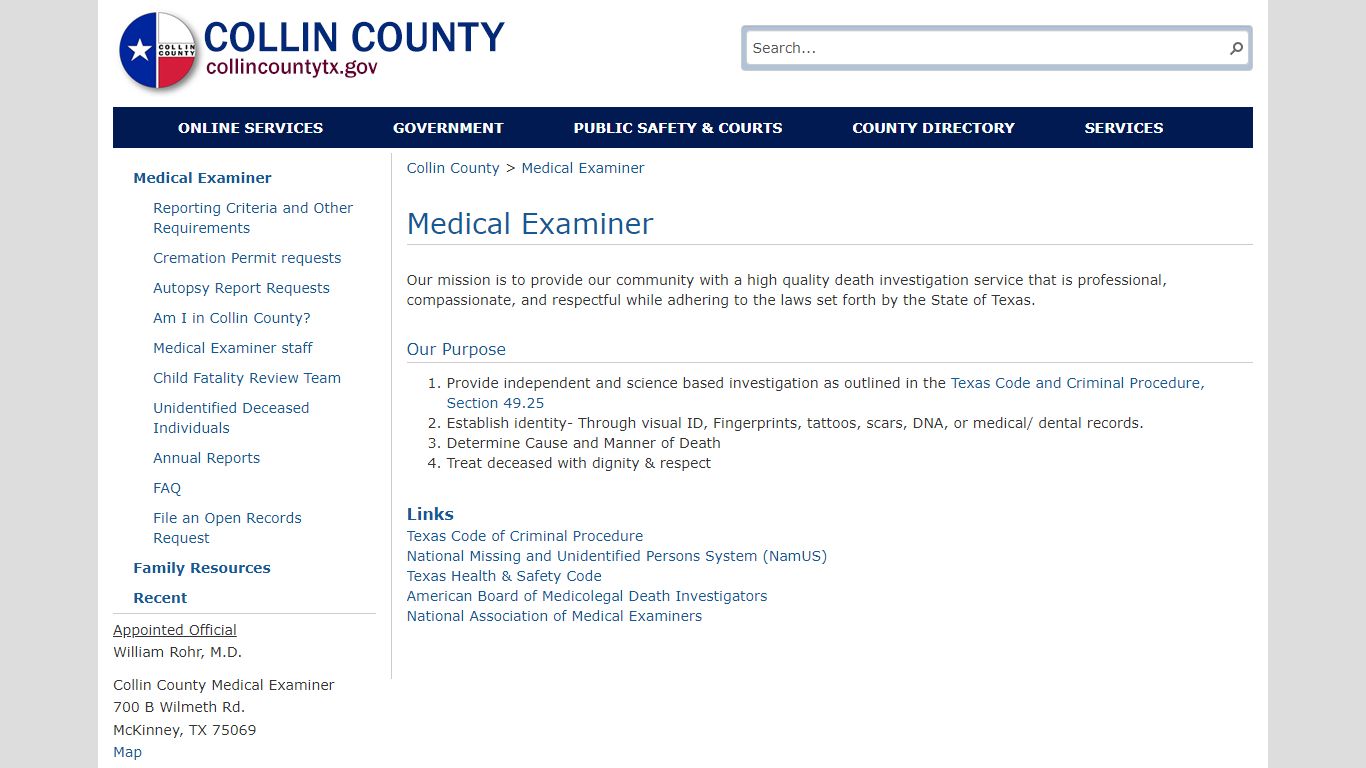 Medical Examiner - Collin County